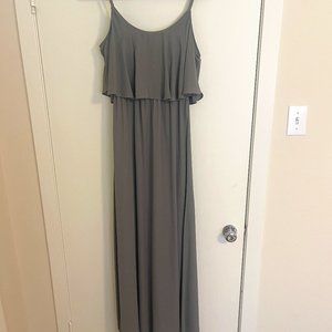 Show Me Your Mumu Caitlin Ruffle Chiffon Gown Size M in Soft Charcoal